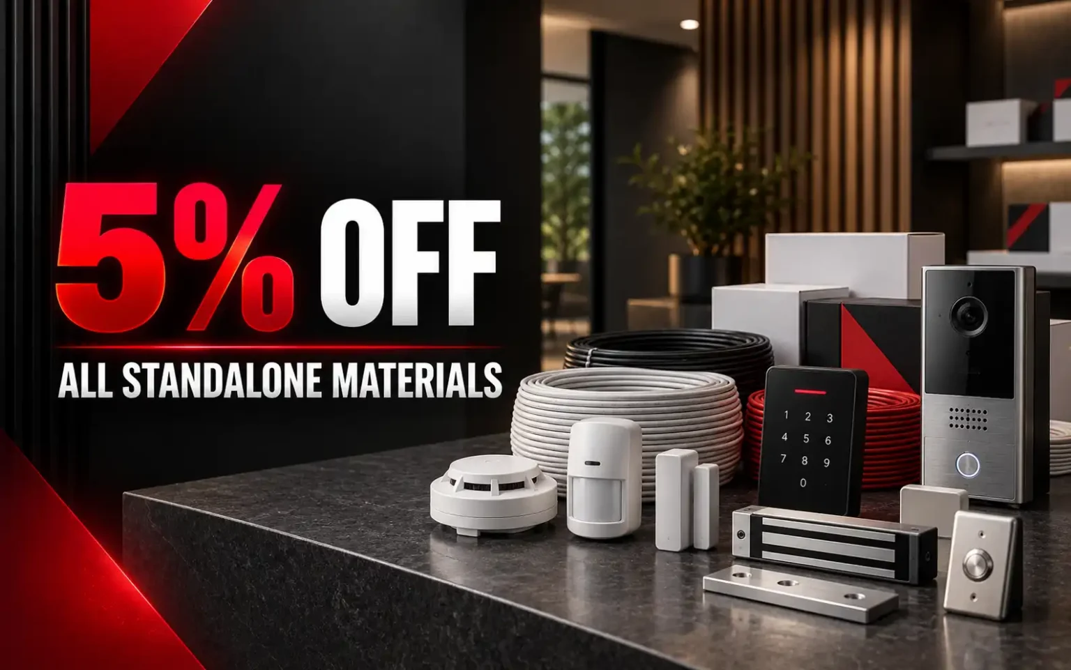 `5% discount on all materials purchased as standalone items`